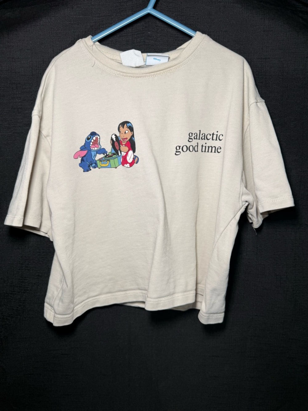 Zara Cream Short-Sleeve Tee with Lilo & Stitch Graphic